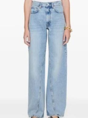ANINE BING Bing Brie Wide-Leg Jeans in a blue wash Twisted Seam...Size 27